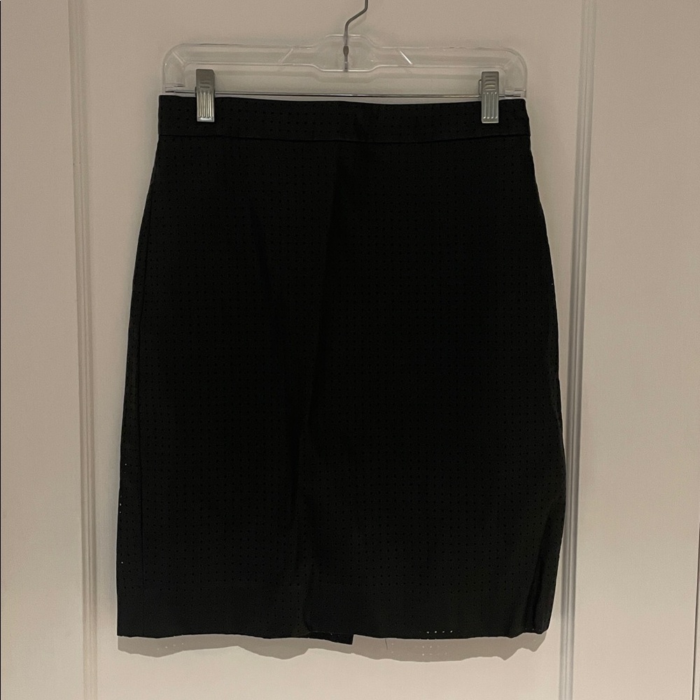 Banana Republic Black Leather Skirt with Hole Detailing